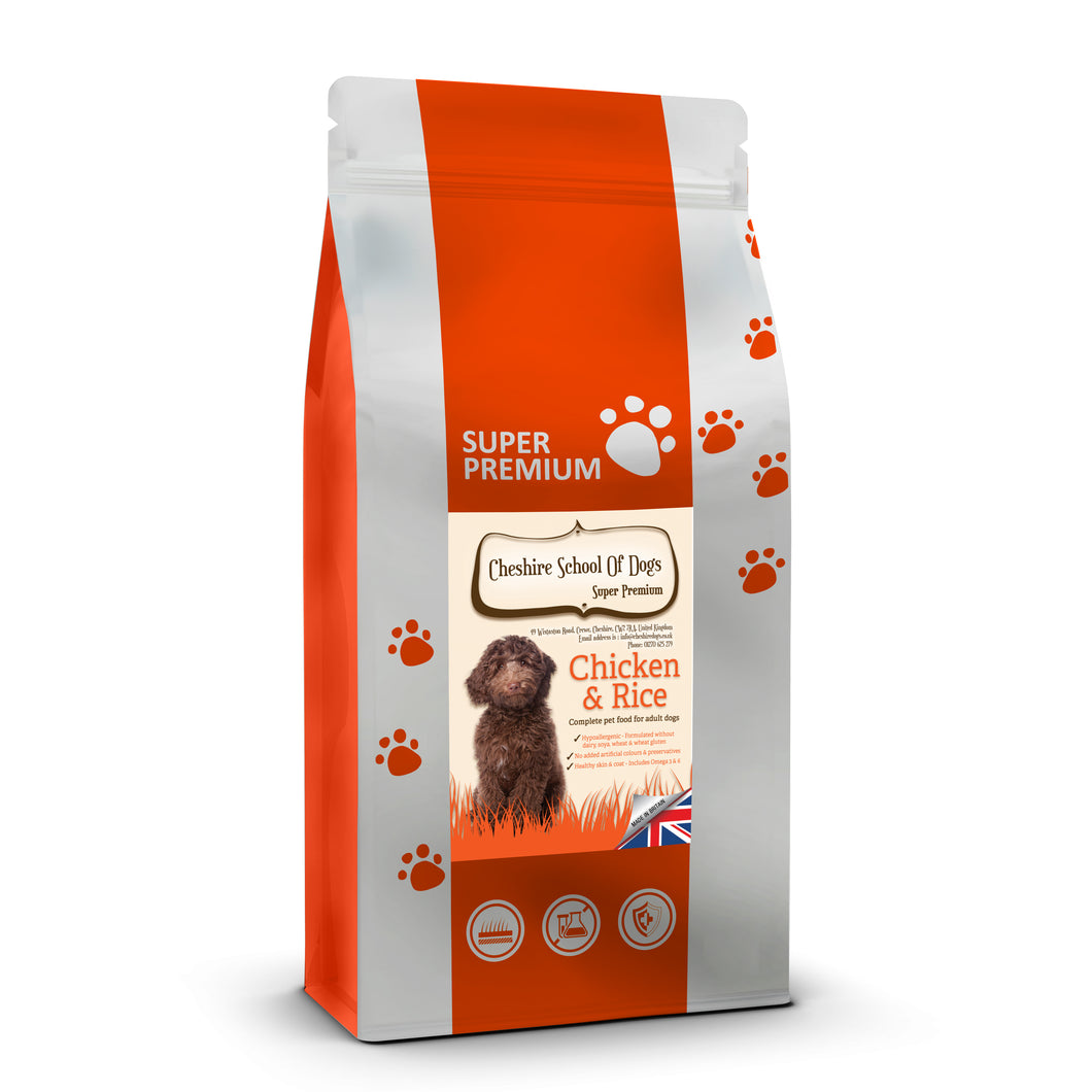 SUPER PREMIUM - Chicken & Rice - Complete food for ADULT Dogs
