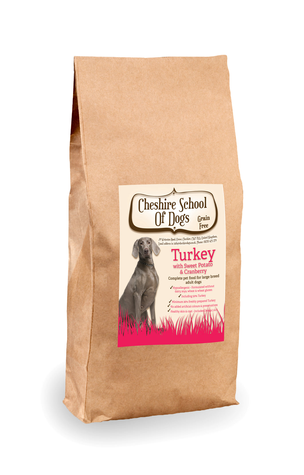 Grain Free - Turkey with Sweet Potato & Cranberry - Complete food for  ADULT LARGE BREED dogs.