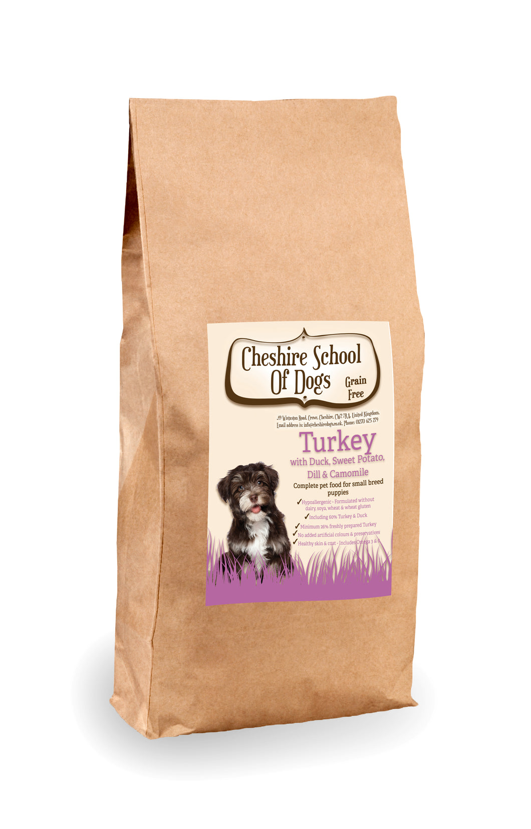 Grain Free - Turkey with Duck, Sweet Potato, hill and Chamomile - Complete PUPPY food for small breeds